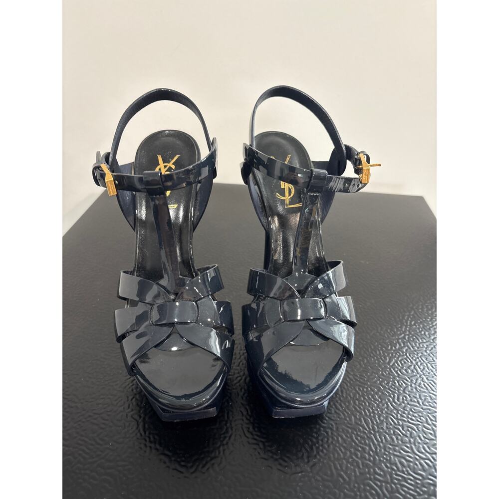 YSL Yves Saint Laurent Patent Leather Platform Heels Black EU 35 US 5 - Picture 2 of 10